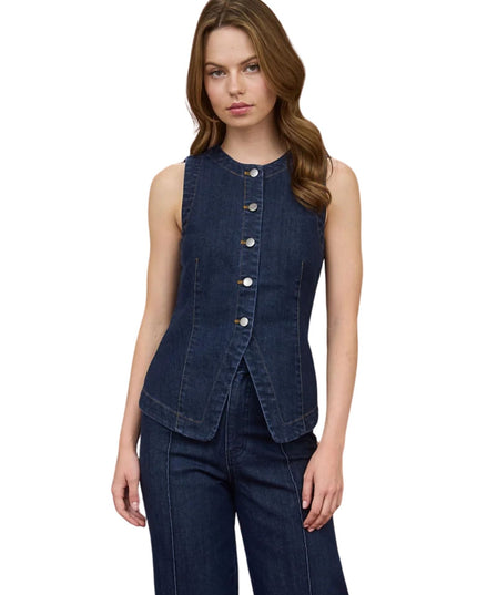 Button Down Sleeveless Denim Vest