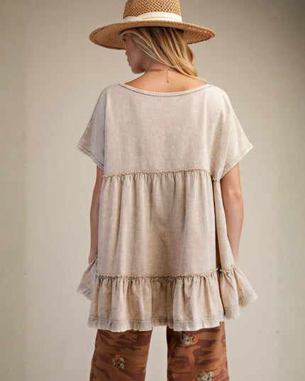 Ruffle Back Short Sleeve Top