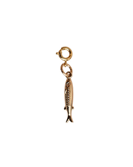 Pacific Saury Fish Gold Metal Charm