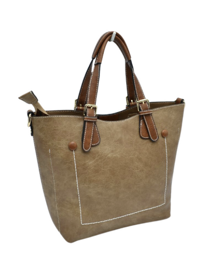 Brown Strap Front Pocket Handbag