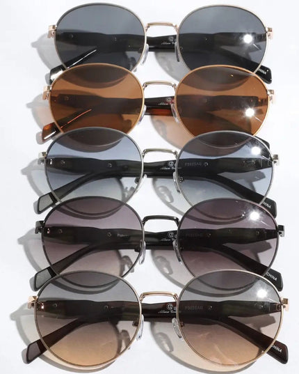 Metal Round Lenses Two Tone Side Sunglasses