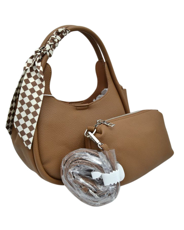 Checkered Scarf Wrapped Tote Bag