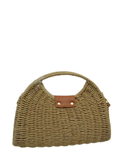 Round Handle Twist Closure Straw Bag