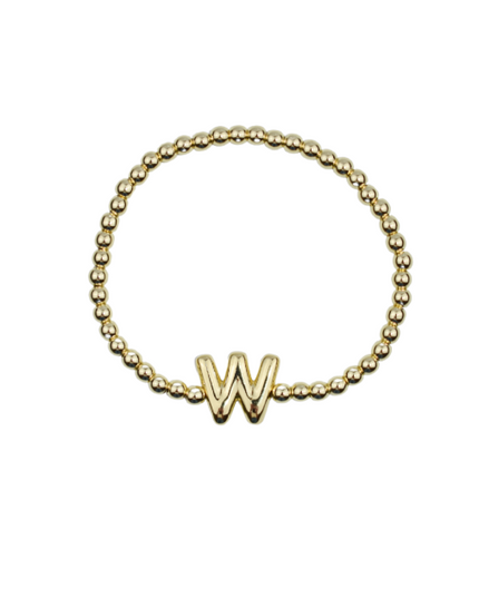 Bubble Initial Ball Gold Stretch Bracelet