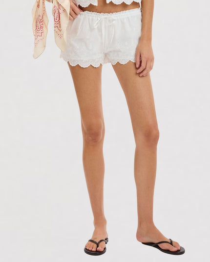 Embroidered Eyelet Scallop Micro Shorts