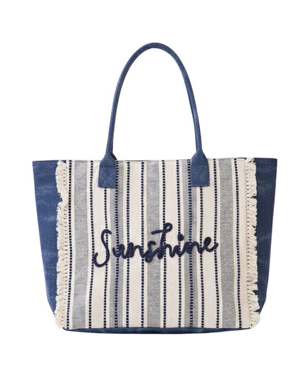 Sunshine Stripe Fringe Tote Bag