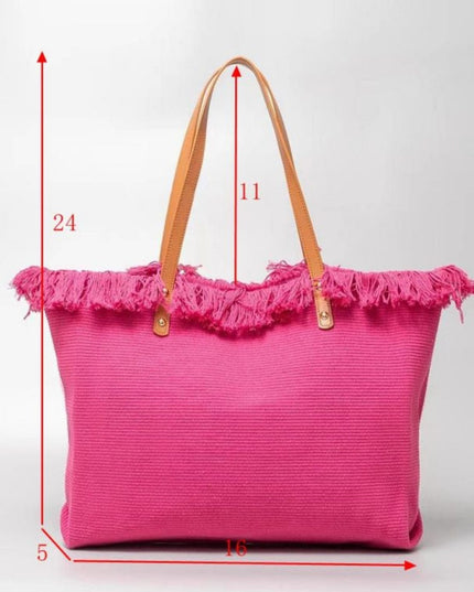 Fringe Edge Textured Tote Bag
