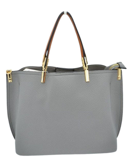 Gold Detailed & Brown Handled Textured Bag