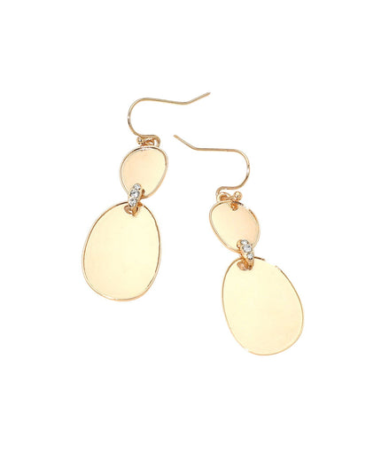 Oval Metal Plate Link Drop Earrings