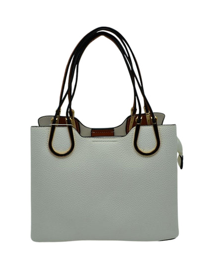 Structured Black & Gold Detailed Handle Handbag
