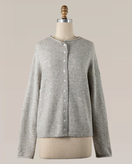 Soft Ribbed Bottom Button Down Cardigan Sweater