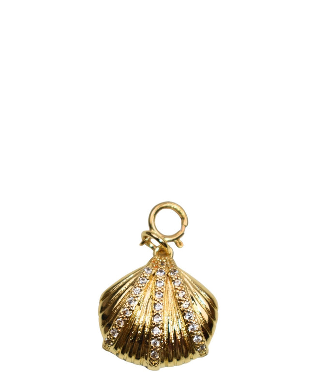 Sea Shell Rhinestone Detail Gold Charm