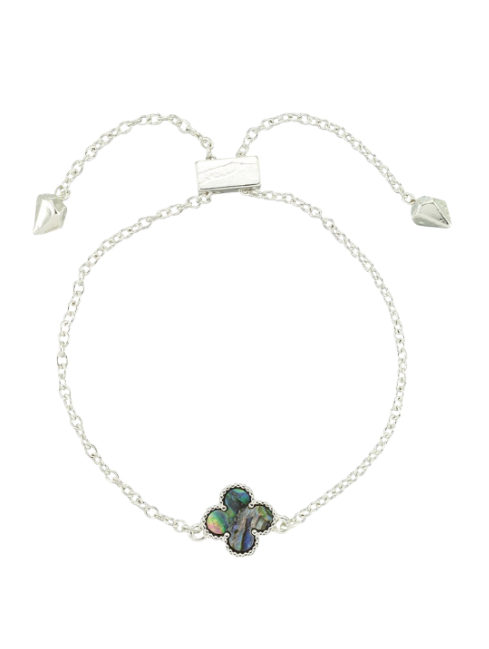Blue Abalone Clover Adjustable Bracelet