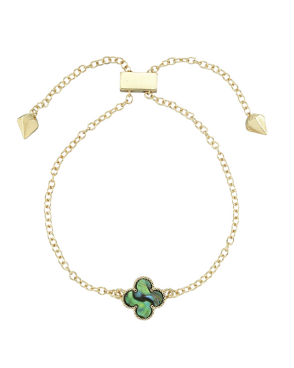 Blue Abalone Clover Adjustable Bracelet