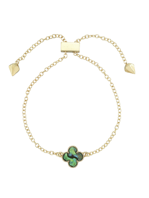 Blue Abalone Clover Adjustable Bracelet
