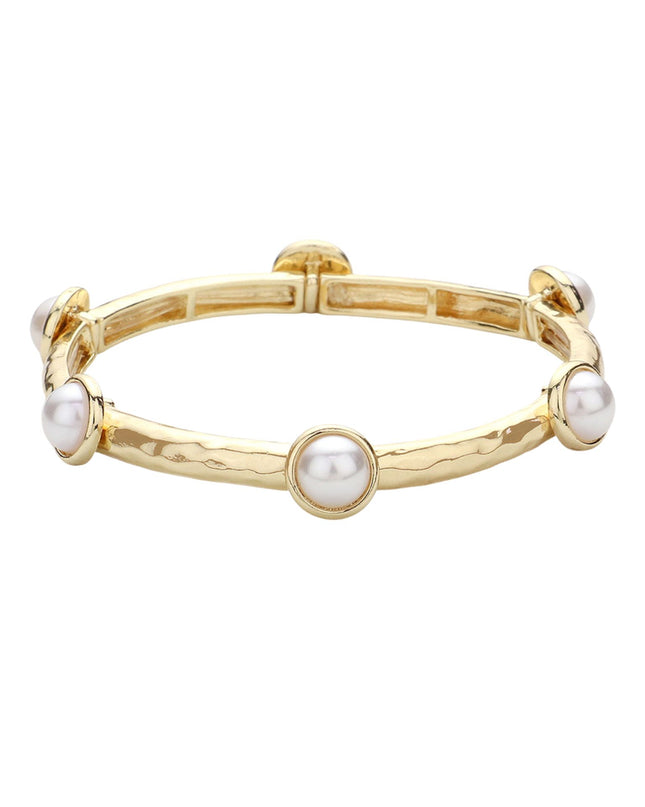 Metal Spaced Pearl Bracelet