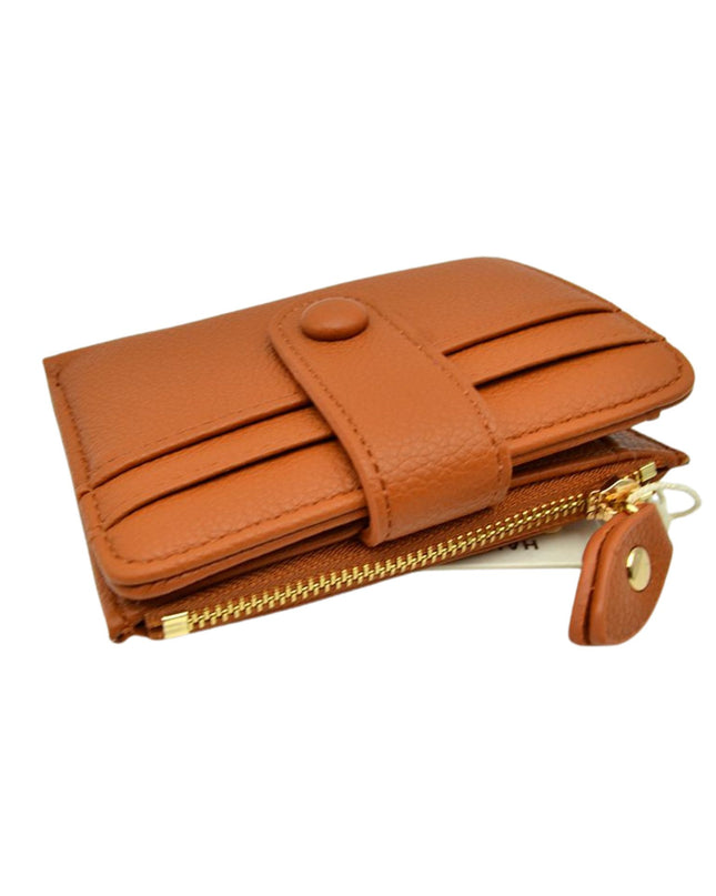 Zipper Button Card Holder Wallet