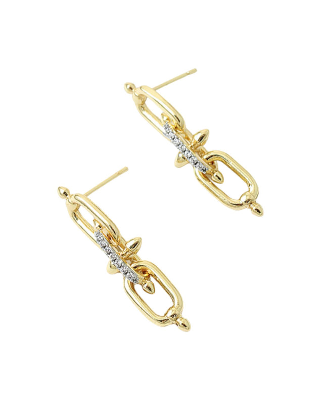 Triple Link CZ Detail Droplet Earrings