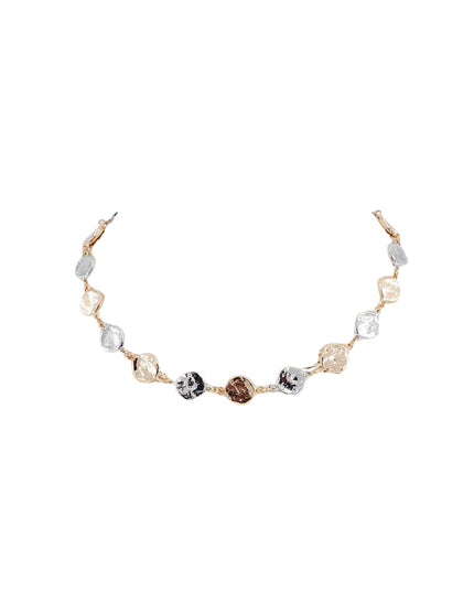 Textured Hammered Metal Disc Link Necklace