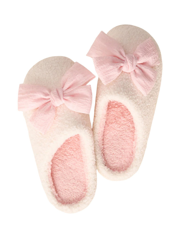 Blush Betty Bow Fuzzy Slippers