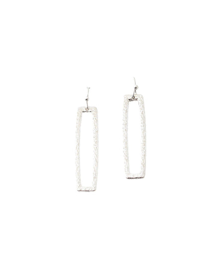 Hammered Metal Open Rectangle Drop Earrings