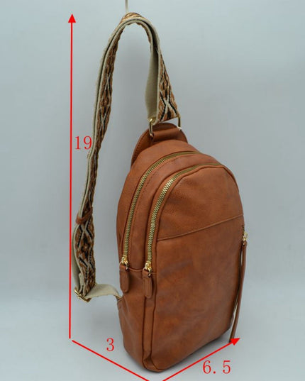 Diamond Design Multi Zip Sling Bag