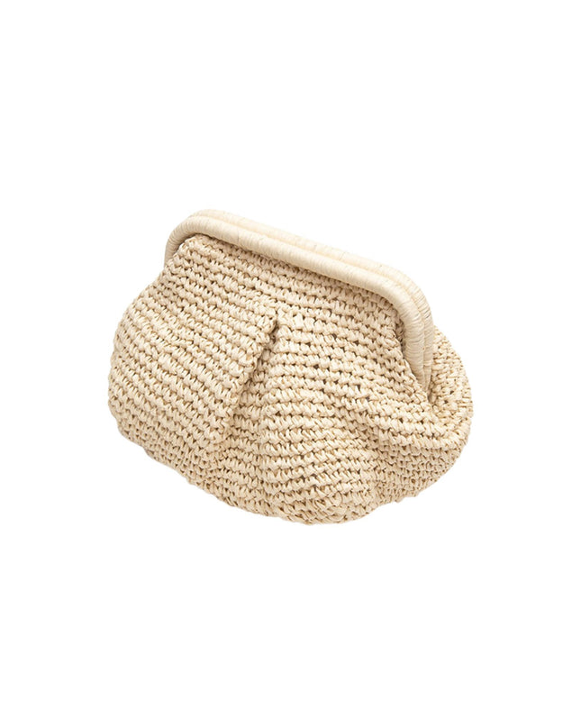 Raffia Dumpling Pouch Bag