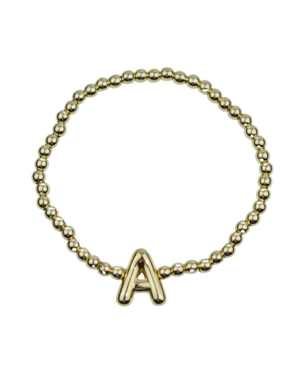 Bubble Initial Ball Gold Stretch Bracelet