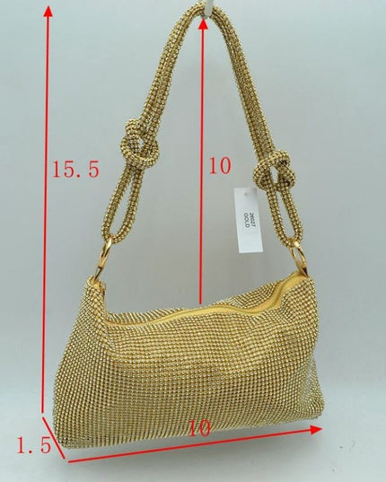 Knot Handle Sparkly Evening Shoulder Bag