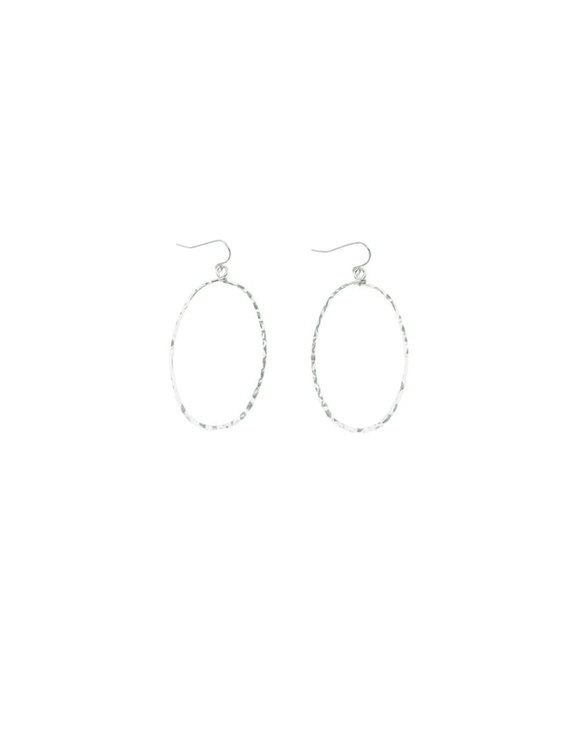 Open Oval Hammered Metal Earrings