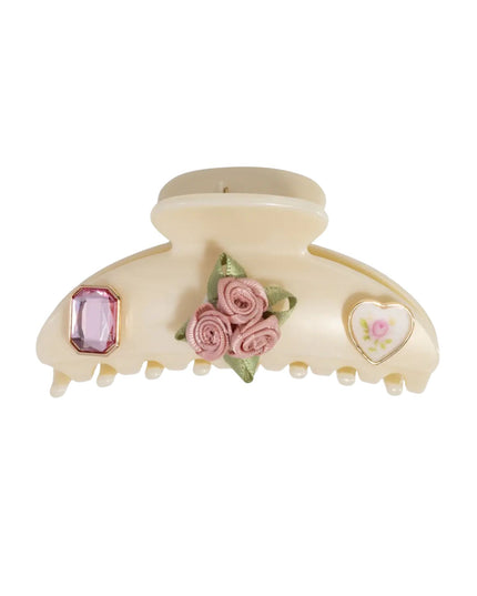 Kitschpop Pearlized Cream Curved Claw Clip 7pc Set Vintage