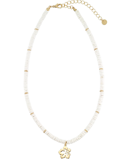 Hibiscus Flower White Clam Shell Necklace