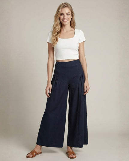 High Waist Wide Leg Culotte Pants