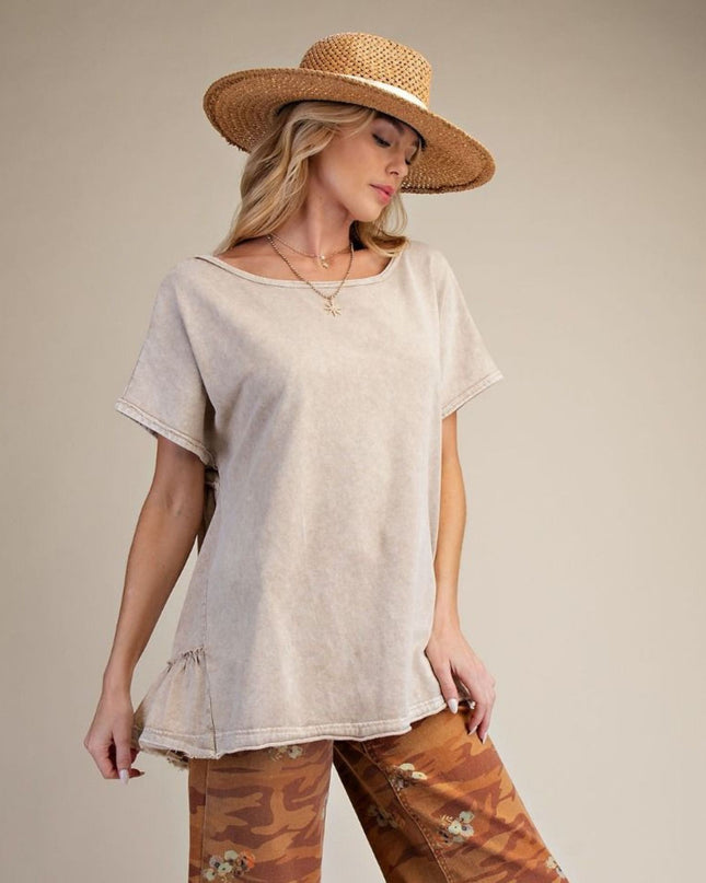 Ruffle Back Short Sleeve Top