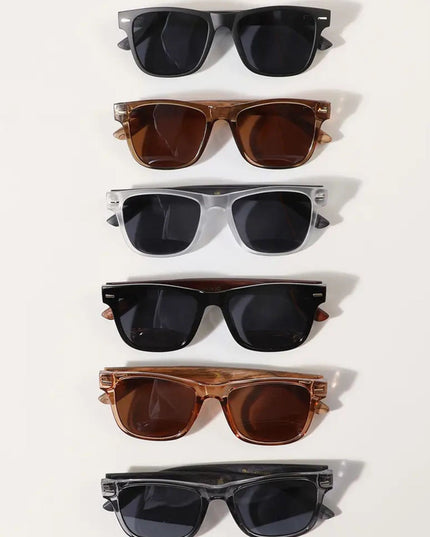 Square Shape Frame Wood Side Sunglasses