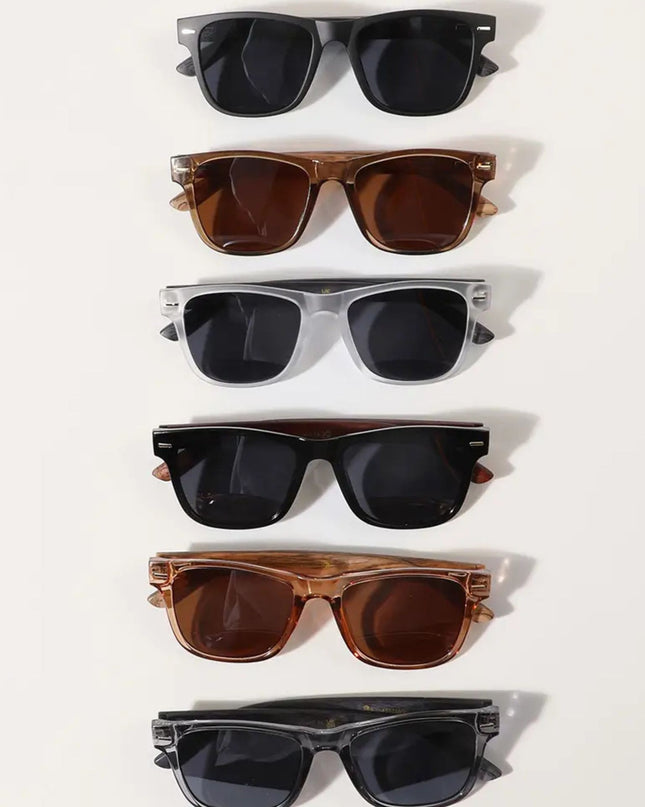 Square Shape Frame Wood Side Sunglasses