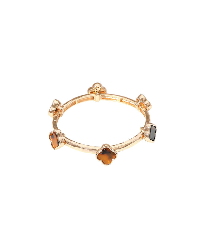 Spaced Clover Gold Stretchable Bracelet