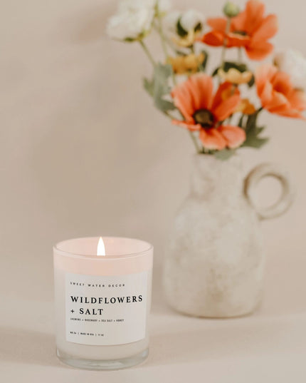 Wildflowers & Salt 11oz White Jar Soy Candle