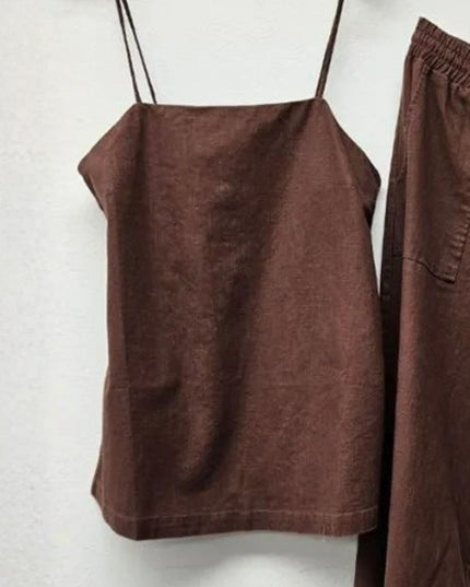 Button Side Linen Split Open Tank Top