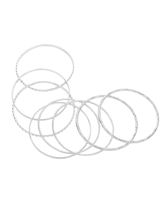 Textured Metal Stackable Multi Layered Bracelets 8 Set