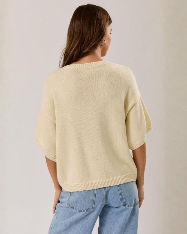 Anchor Round Neck Short Sleeve Sweater