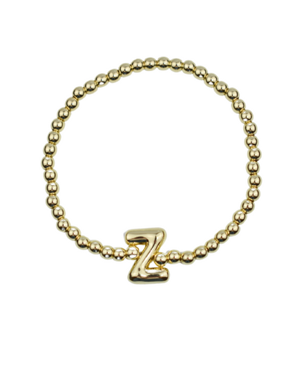 Bubble Initial Ball Gold Stretch Bracelet