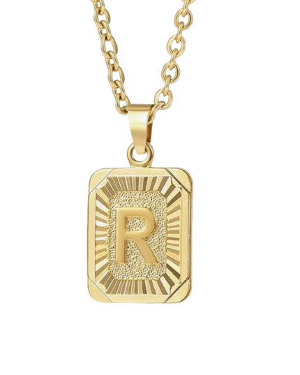 Gothic Rectangle Initial Necklace