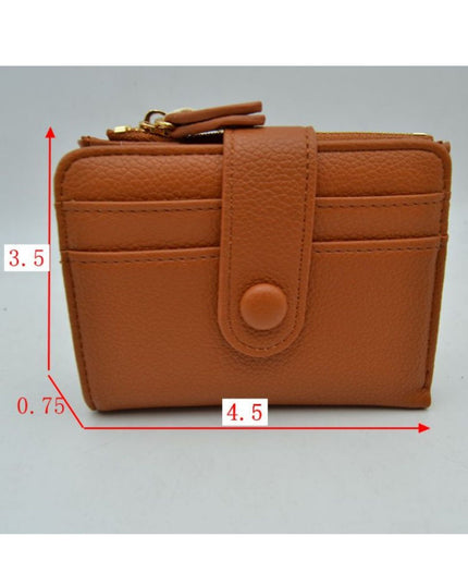 Zipper Button Card Holder Wallet