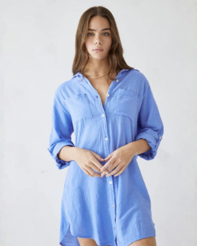Cabana Button Down Shirt Dress