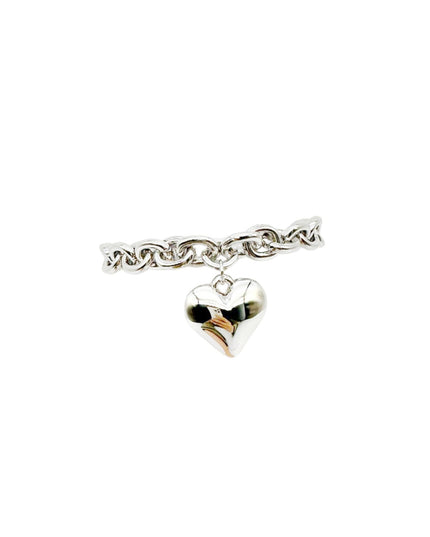 Chain Link Heart Charm Stretchable Bracelet