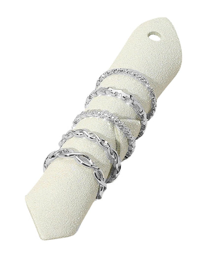 Weave Textured Thin Metal Stackable 5 Ring Set
