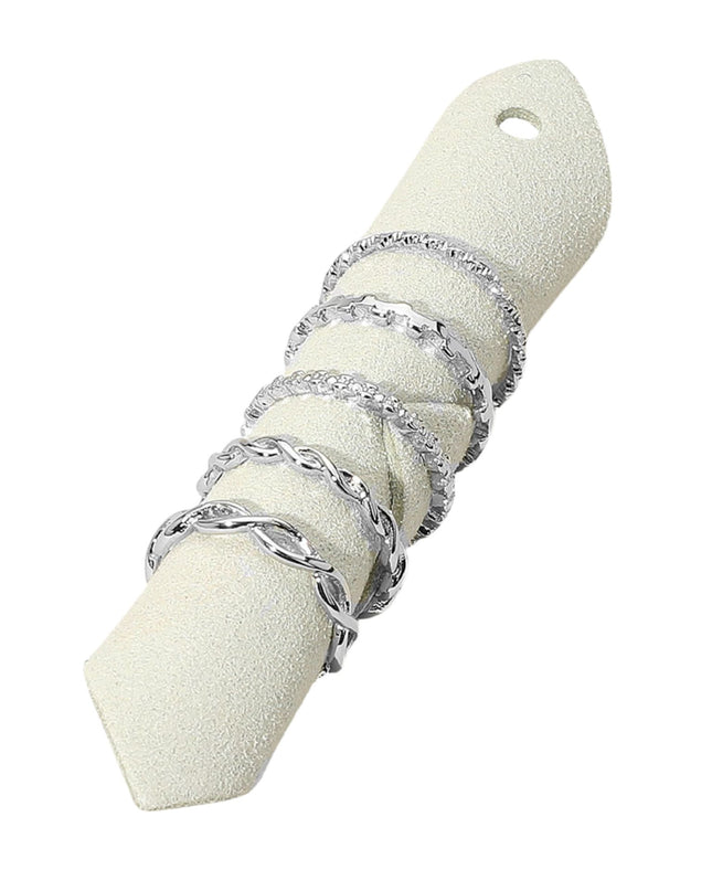 Weave Textured Thin Metal Stackable 5 Ring Set