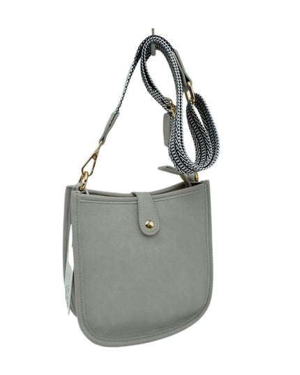 Stripe Strap Button Closure Messenger Bag