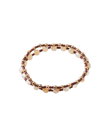 Seed Bead Pearl Gold Ball Bead 2 Bracelet Set
